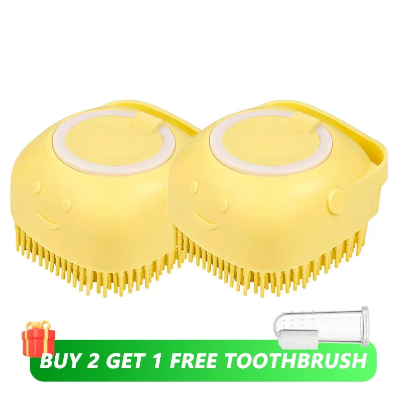Pet Bathing Brush With Shampoo Dispenser