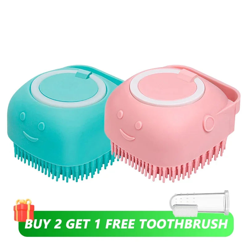 Pet Bathing Brush With Shampoo Dispenser