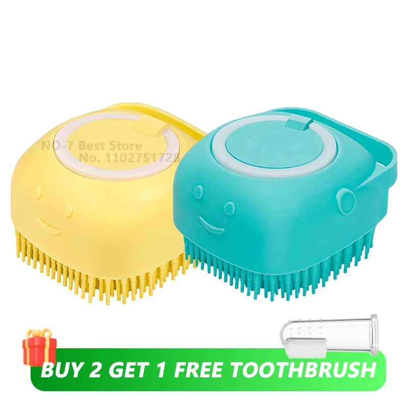 Pet Bathing Brush With Shampoo Dispenser