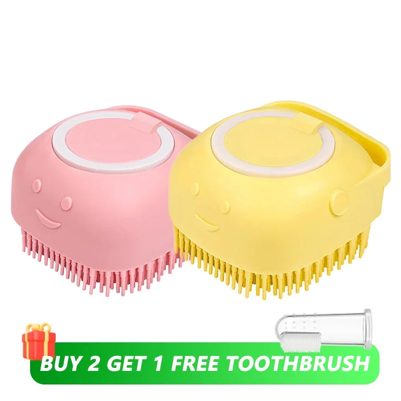 Pet Bathing Brush With Shampoo Dispenser