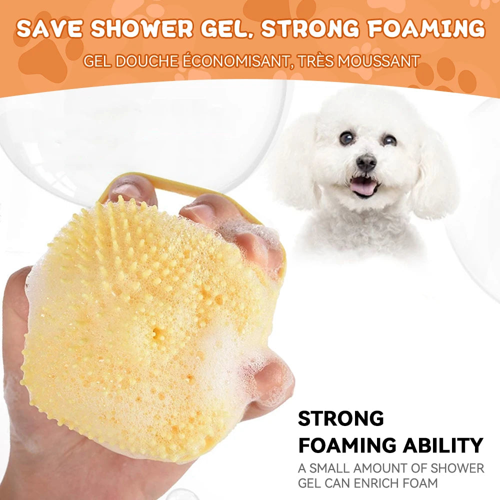 Pet Bathing Brush With Shampoo Dispenser
