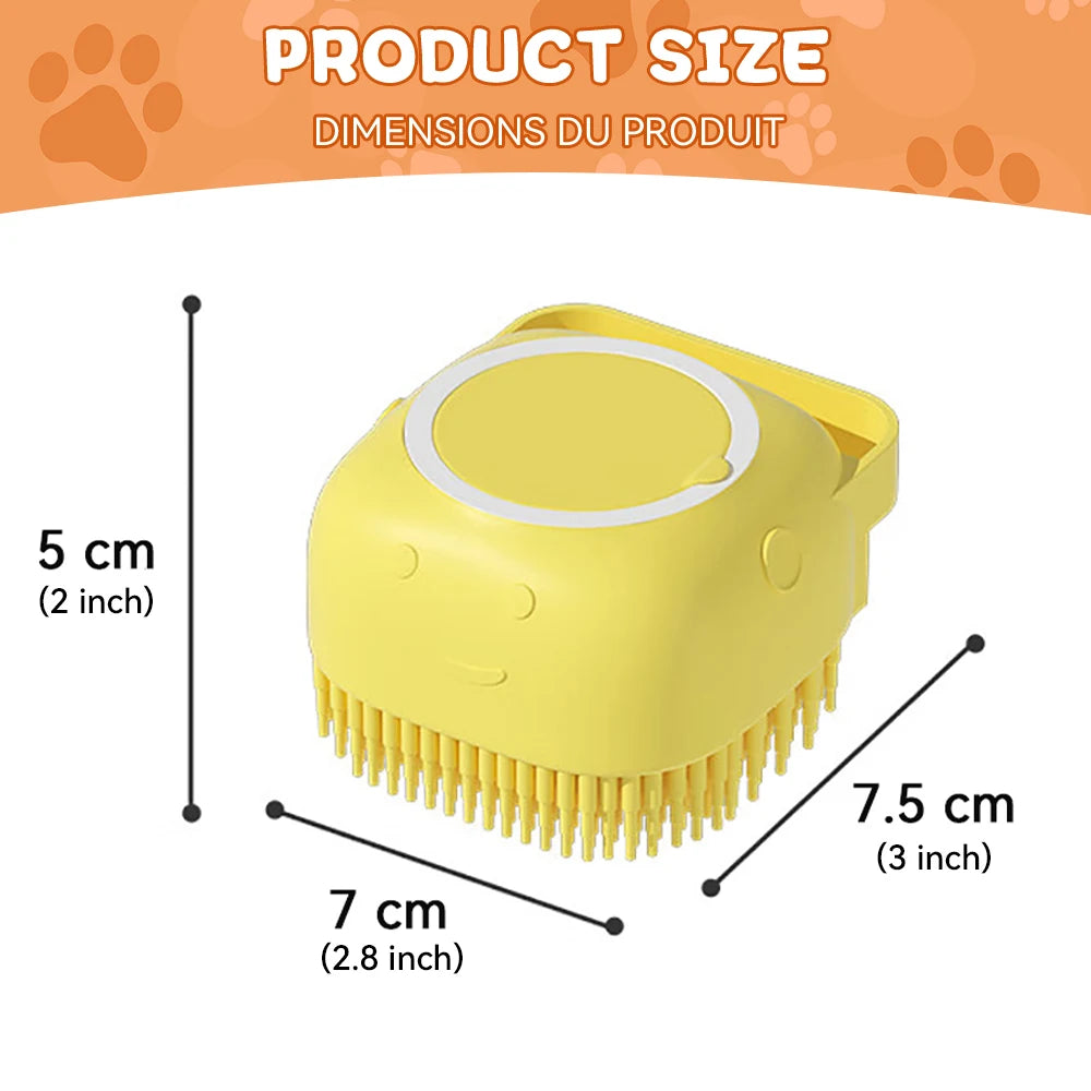 Pet Bathing Brush With Shampoo Dispenser