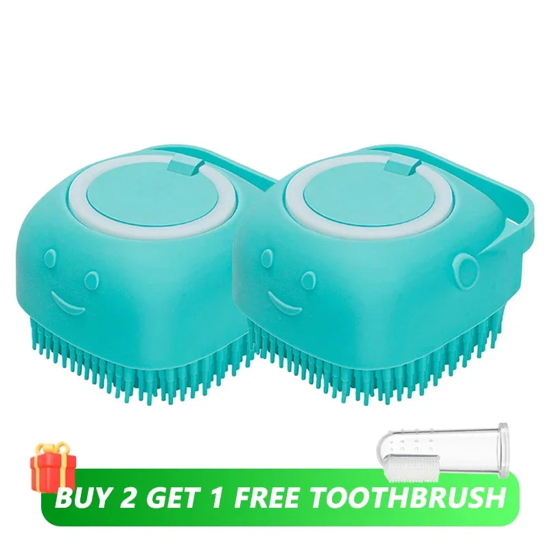 Pet Bathing Brush With Shampoo Dispenser