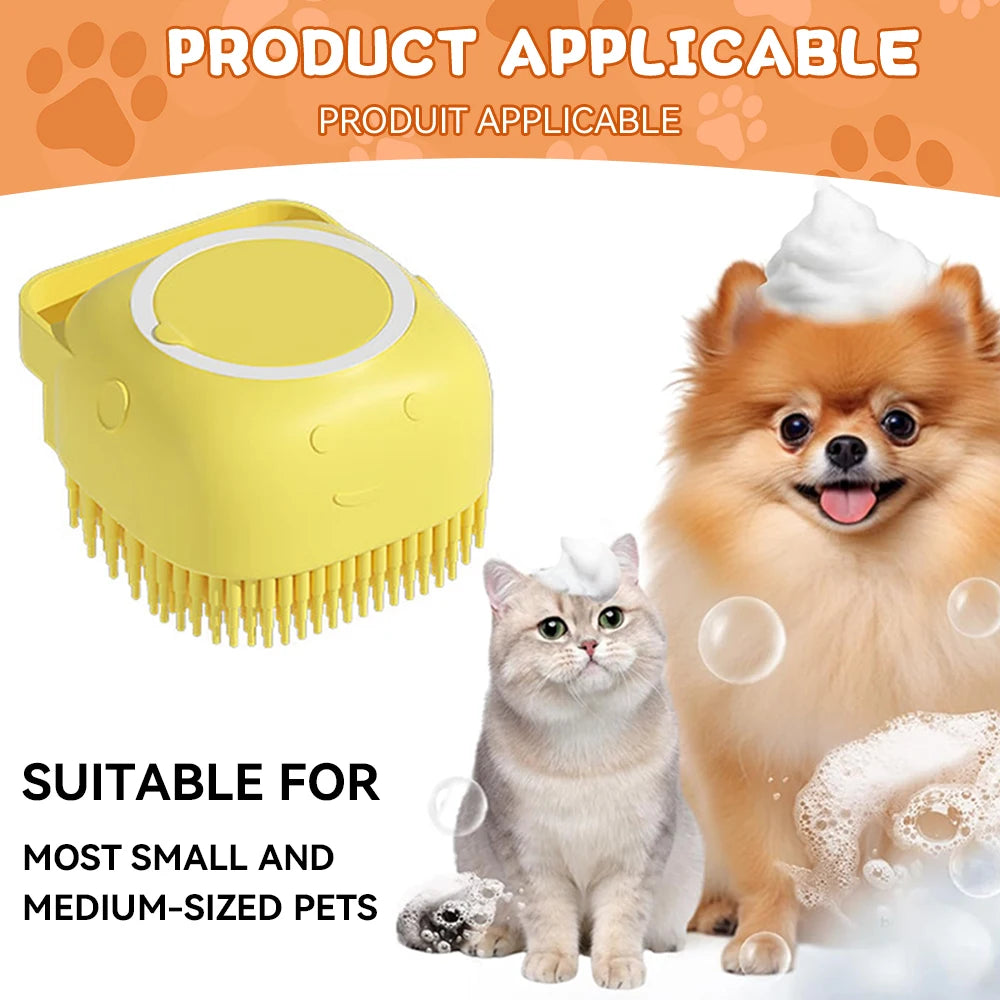 Pet Bathing Brush With Shampoo Dispenser