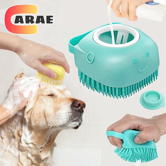 Pet Bathing Brush With Shampoo Dispenser