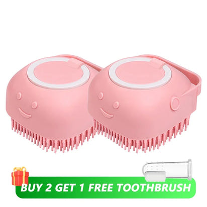 Pet Bathing Brush With Shampoo Dispenser